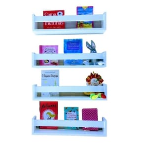 Kit nicho de parede para livro infantil mdf 4pçs mdf 55cm