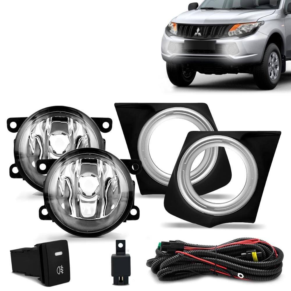 Farol Milha L200 Triton Sport 2017 2020 Botão Moldura Pto