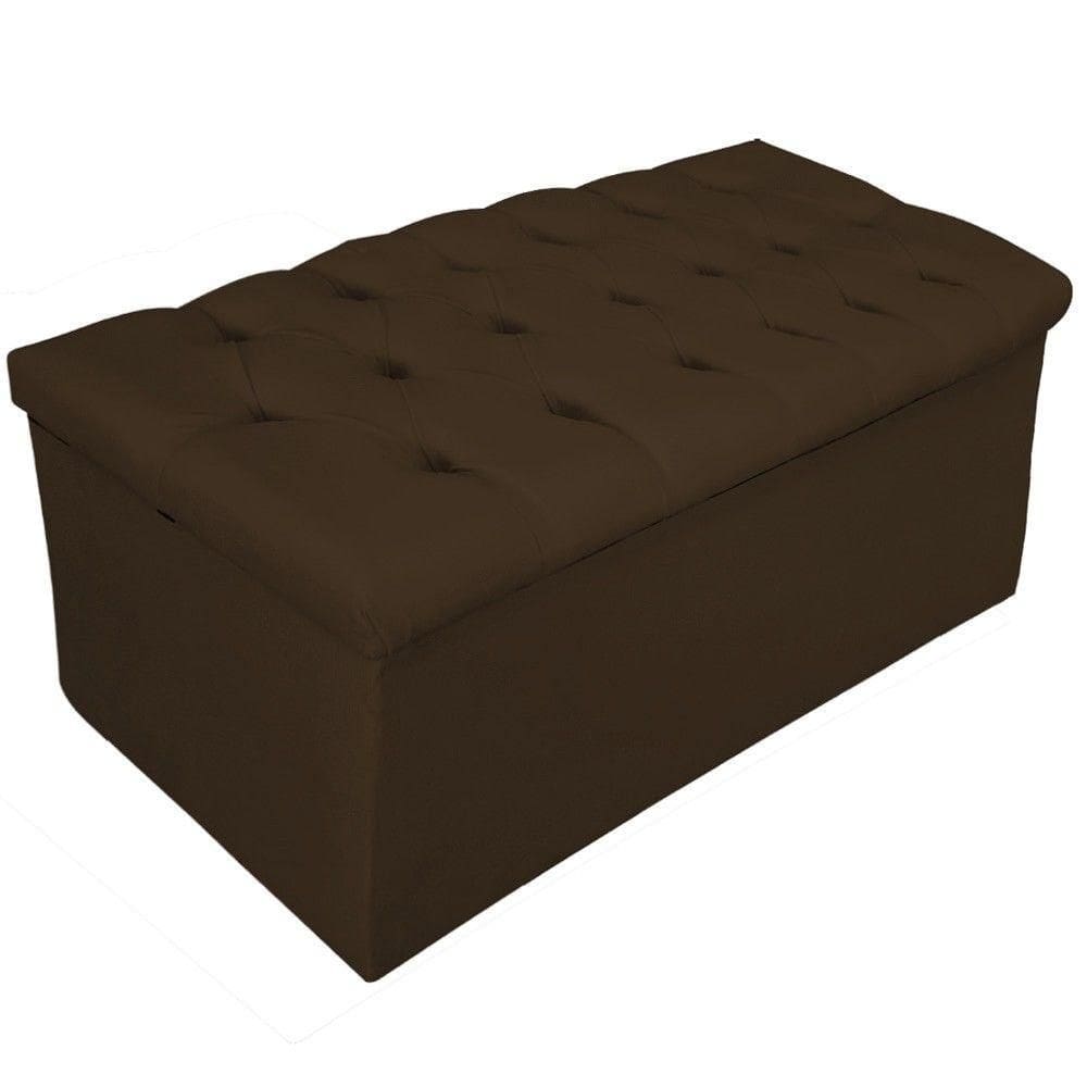 Calçadeira Baú Estofada Mel 90 Cm Solteiro Suede Marrom