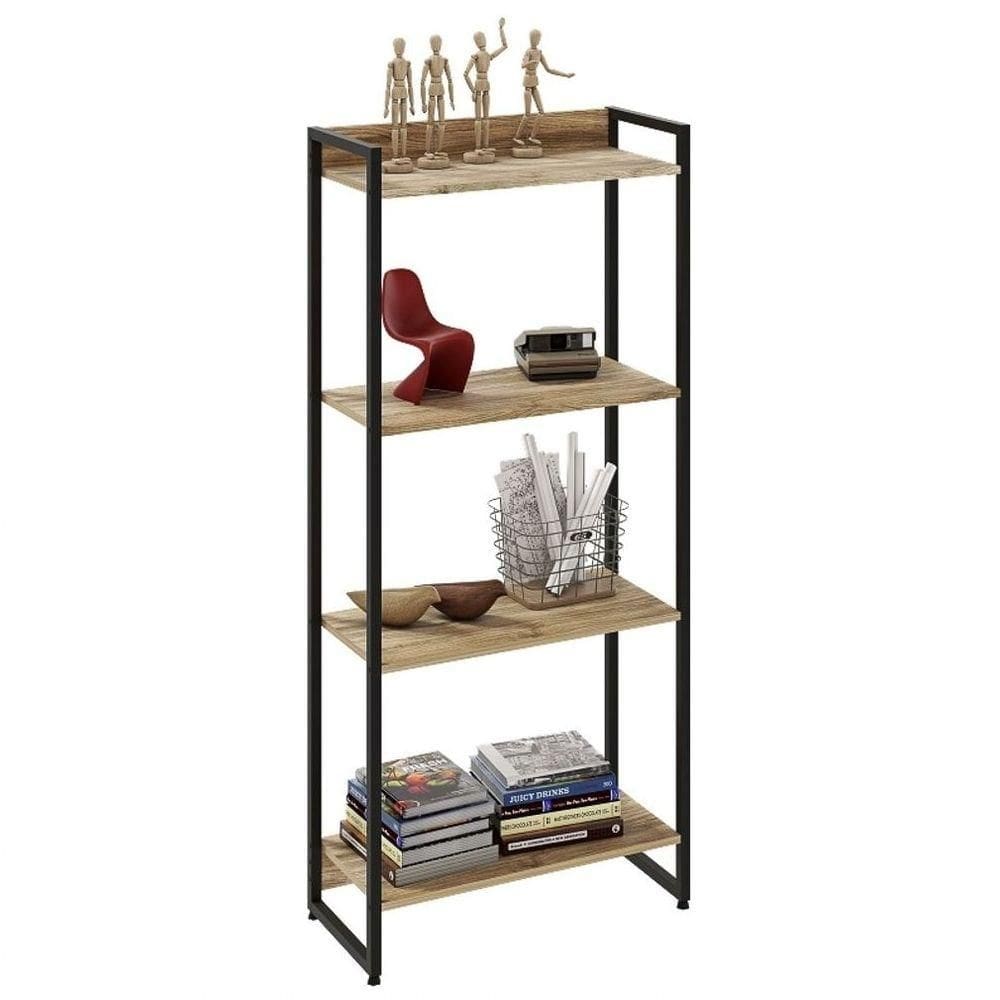 Estante Livreiro Multiuso Dynamica Industrial 60cm 4 Prateleiras C08 Carvalho