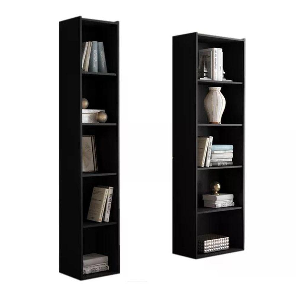 Kit 2 Estantes Livreiro Janaina E Luiza Preto Preto