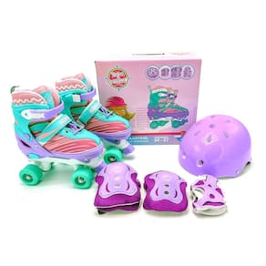 Patins infantil roller quad unitoys com kit de proteção