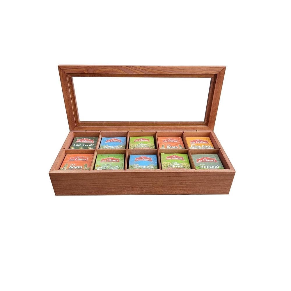 Caixa/estojo para 10 cha mogno rustica