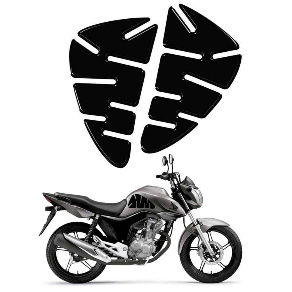 Protetor Tanque Adesivo Em 3D Lateral Moto Transparente Preto