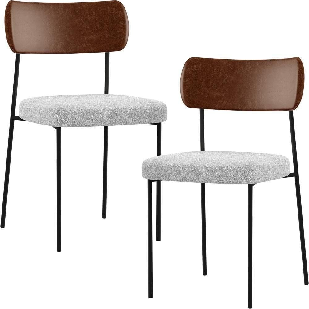 Kit 02 Cadeiras Sala De Jantar L02 Marrom Bouclê Cinza