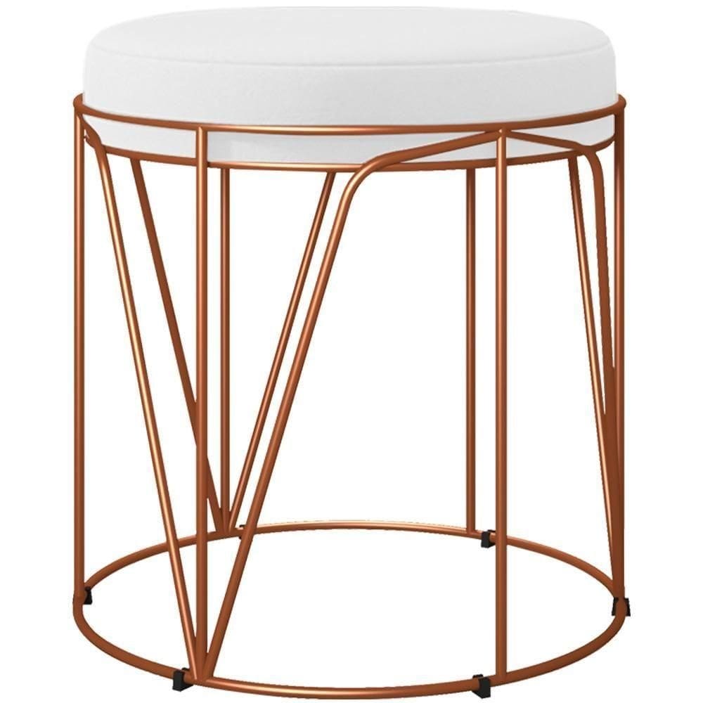 Puff Decorativo Aramado Bronze Zaya L02 Corano Branco