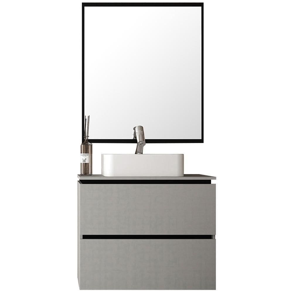 Kit Banheiro Gabinete 80Cm Urban B06 Branco Preto