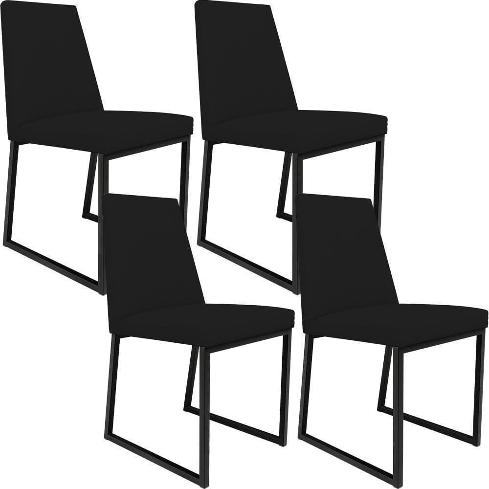 Kit 04 Cadeiras Sala De Jantar L02 Corano Preto