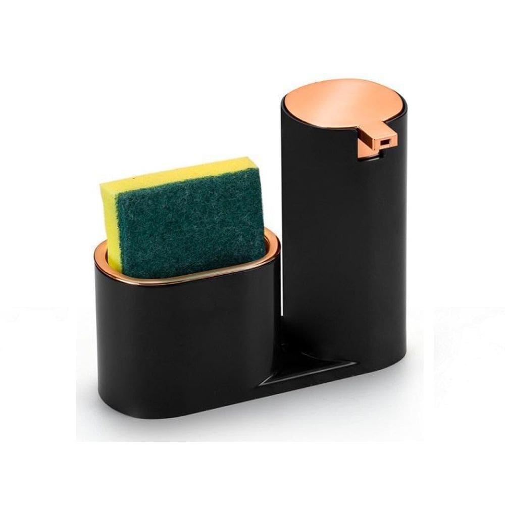 Porta detergente e bucha preto com rose luxo