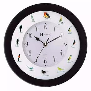 Relogio de parede musical passaros preto herweg 6370