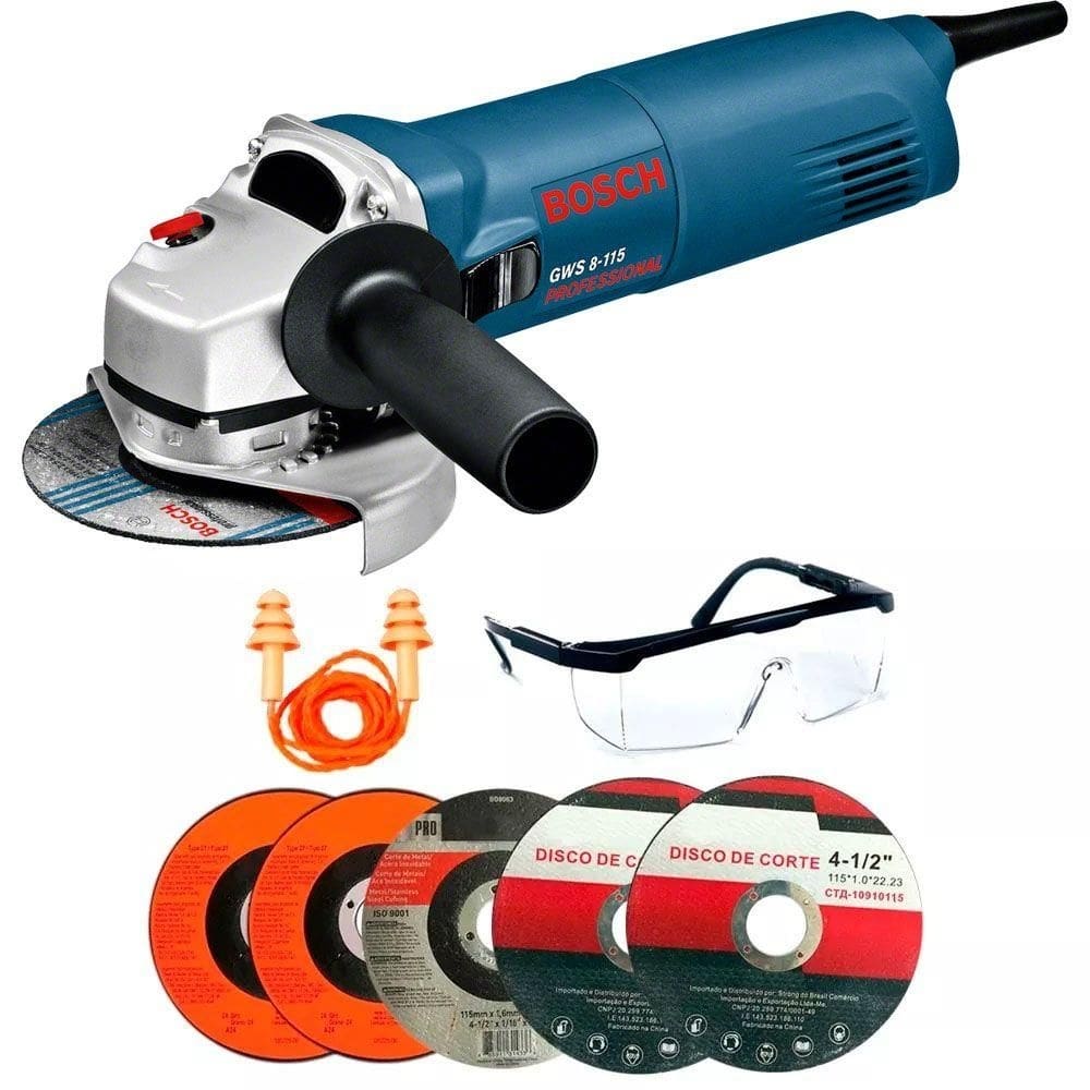 Esmerilhadeira bosch 110v c/5 discos oculos