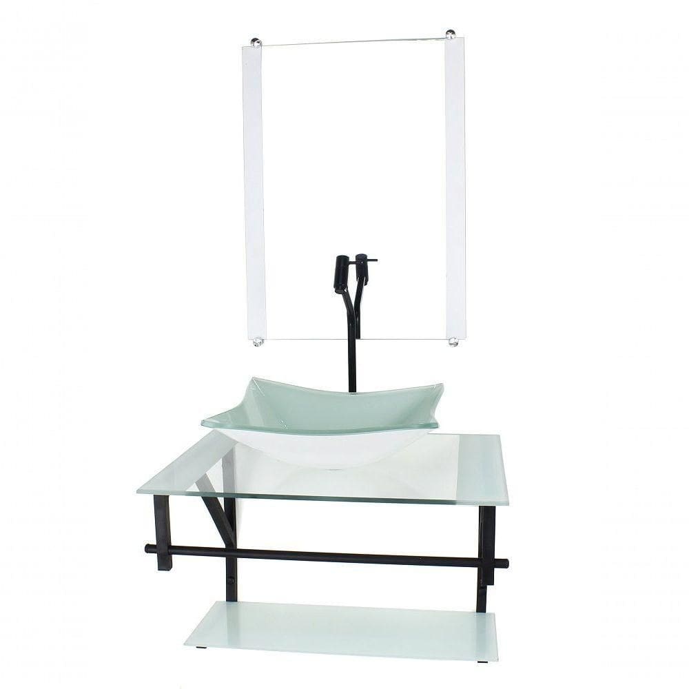 Gabinete De Vidro Para Banheiro 60cm Cuba Retangular Branco