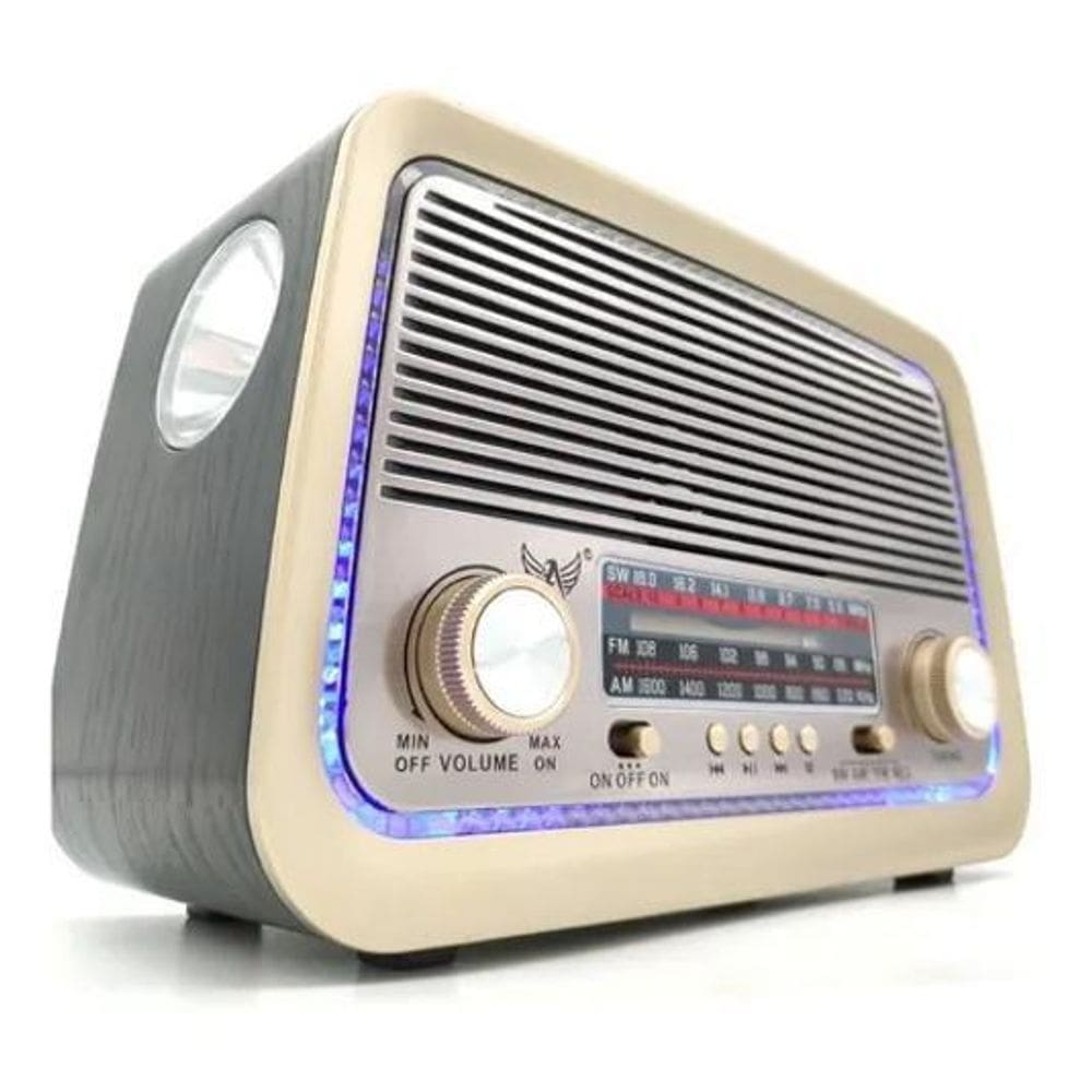 Rádio retrô antigo altomex bluetooth lanterna fm am usb