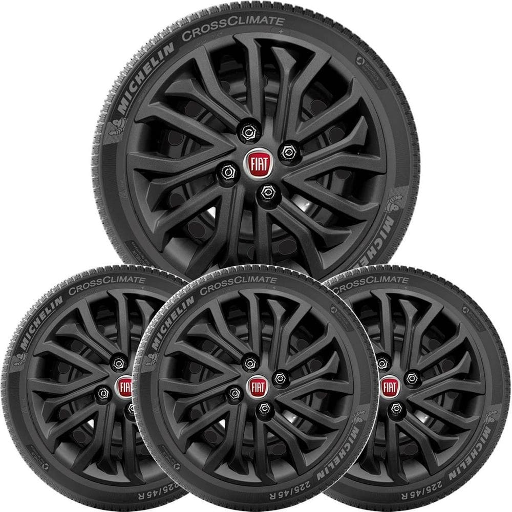 4x calota fiat palio siena novo uno aro 14 preto 295cb