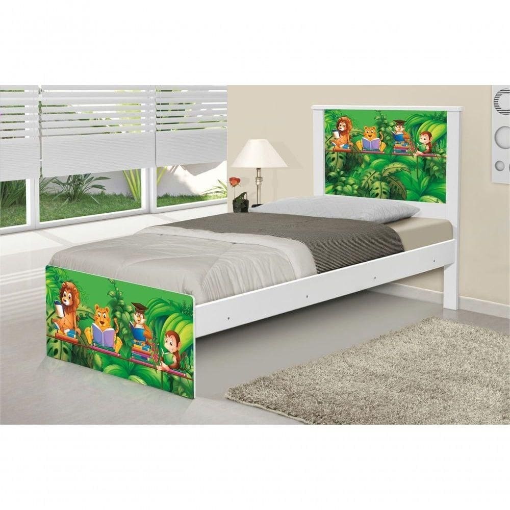 Cama Solteiro Adesivada Safari Com Colchão