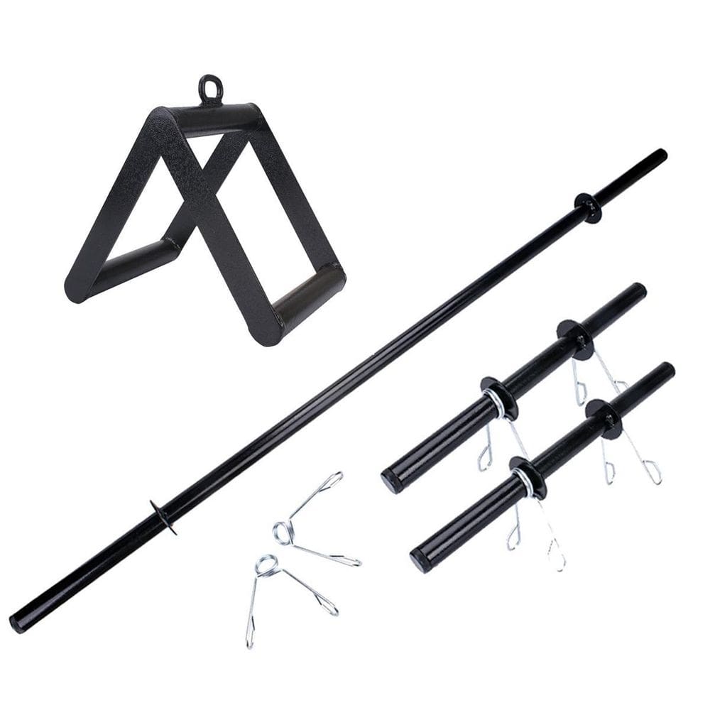 Kit academia completa barras + presilha + puxador triângulo
