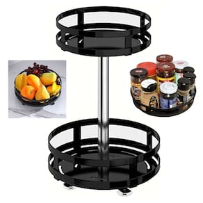Fruteira Cesto Organizador 2 Andares Giratorio Prateleira Condimento Vinho Mesa Bancada Cozinha Banheiro Multiuso