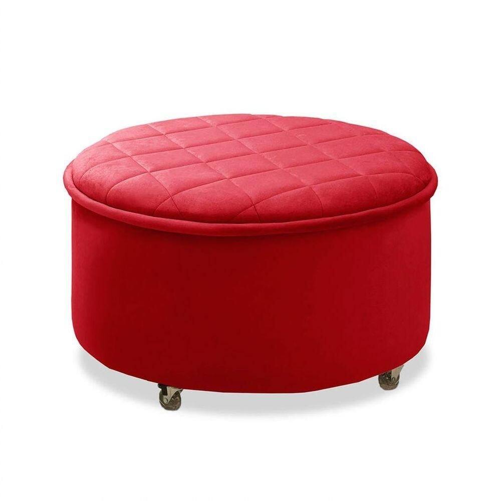Puff Sapateira Baú Decorativo Zeus Vermelho Soft