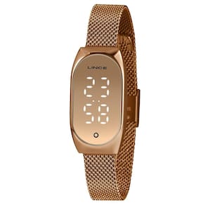 Relógio lince feminino ouro rose digital led ldr4706l touch