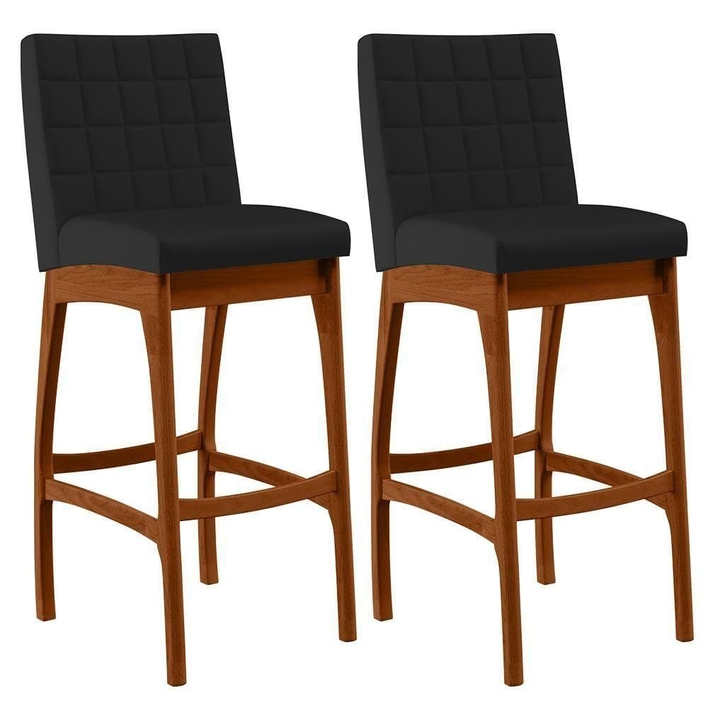 Kit 02 Banquetas Altas Mila Facto Preto Fosco