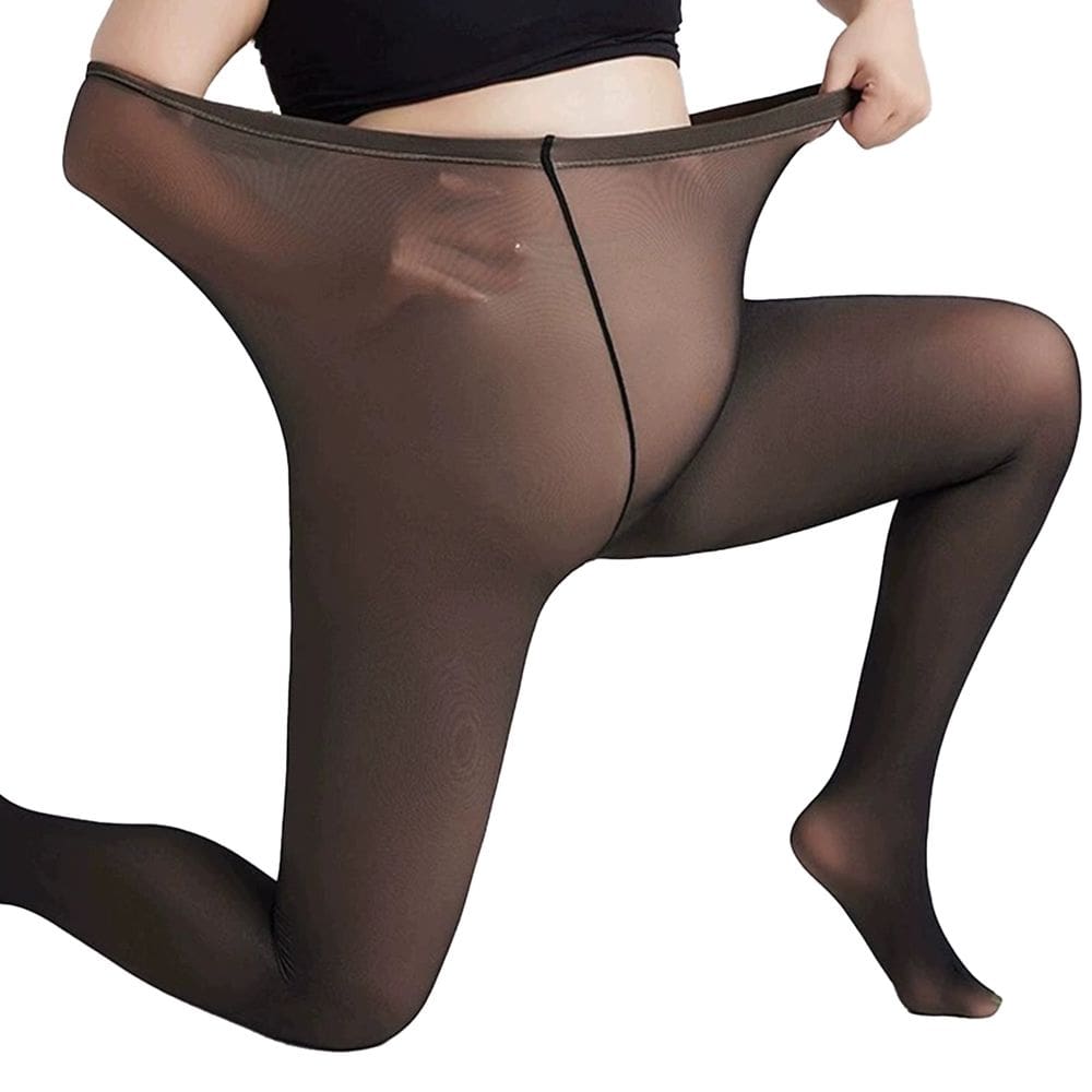Meia-Calça Térmica Plus Size Peluciada Forrada Translúcida Legging Grossa Inverno de Frio