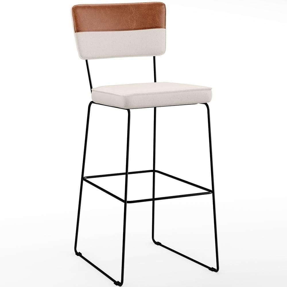 Banqueta Alta Cozinha De Jantar Allana L02 Faixa Camel Cru