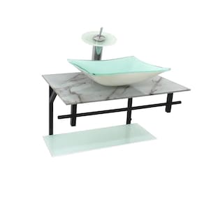 Gabinete de vidro para banheiro 60cm retangular ap slim mármore branco