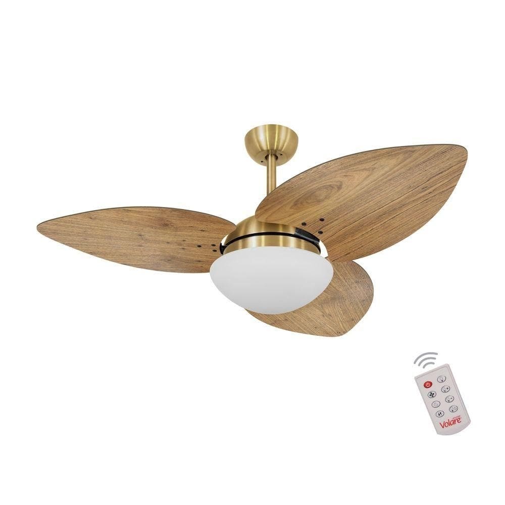 Ventilador De Teto Dourado 3 Pás Rádica 127v C/ Controle