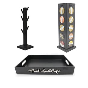 Kit cantinho café bandeja porta cápsula 3 corações xicara