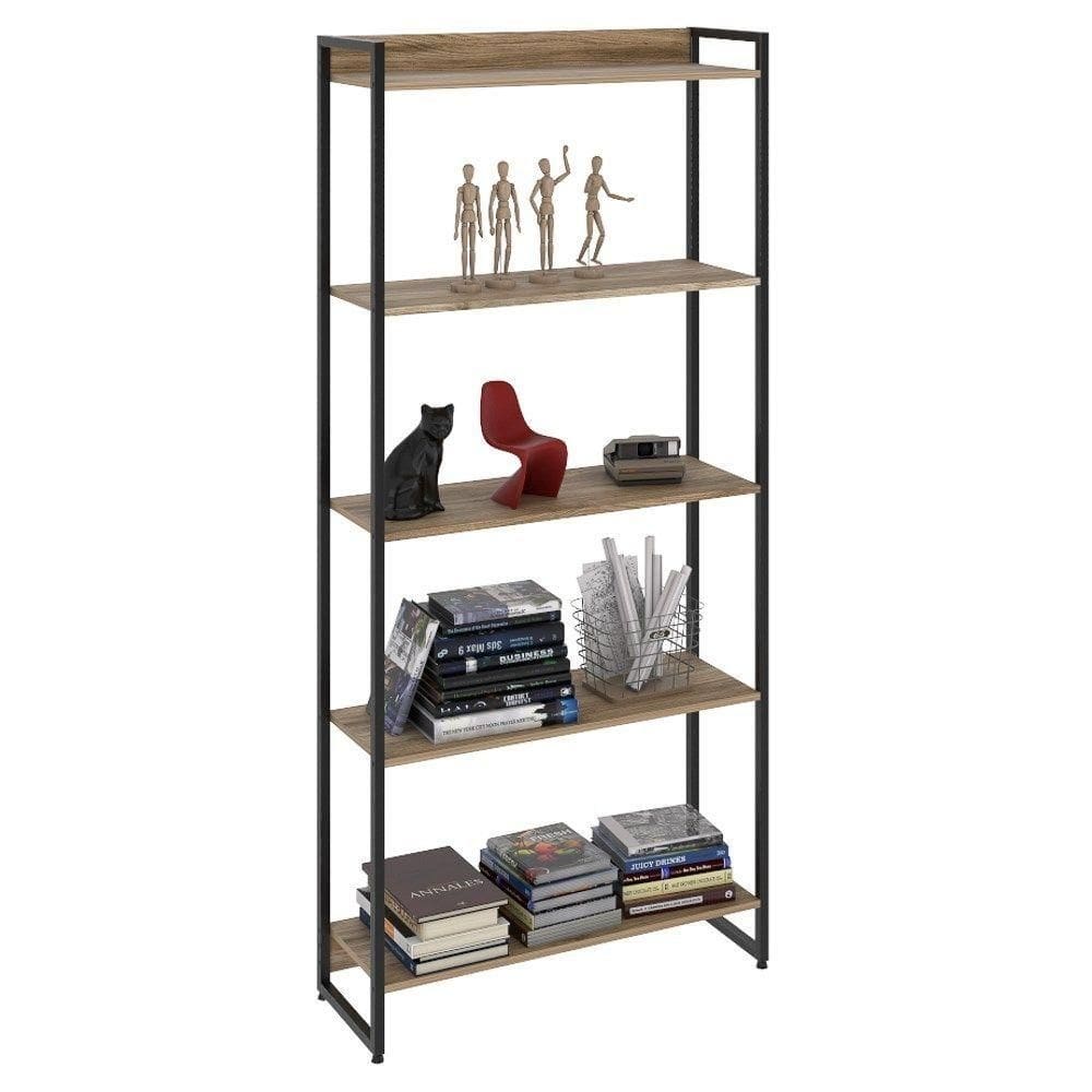 Estante Livreiro Multiuso Dynamica Industrial 80Cm 5 Prateleiras C08 Carvalho