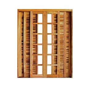 Portal Correr Veneziana 6 Folhas Itauba Reto com Fechadura 1,80 X 2,10 Rodam Natural