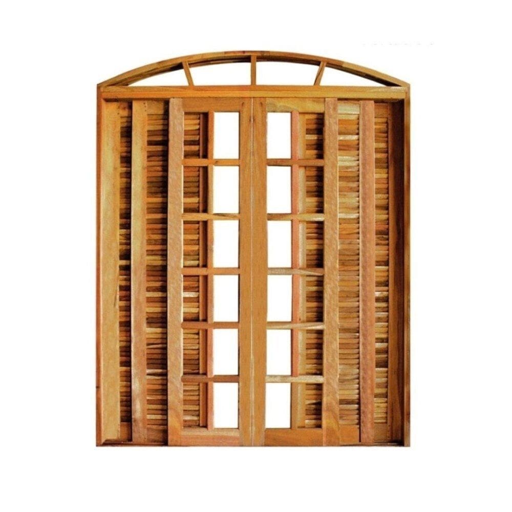 Portal Correr Veneziana 6 Folhas Itauba em Arco com Fechadua 1,80 X 2,30 Rodam Natural
