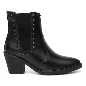 Bota Chelsea Feminina Couro Cano Curto Bico Fino + Carteira