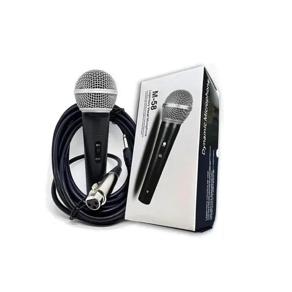 Microfone profissional com cabo sm-58 - premium - dynamic
