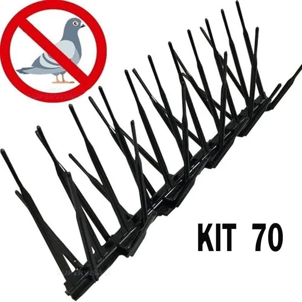 Kit 70 espículas  inibe aves policarbonato preto