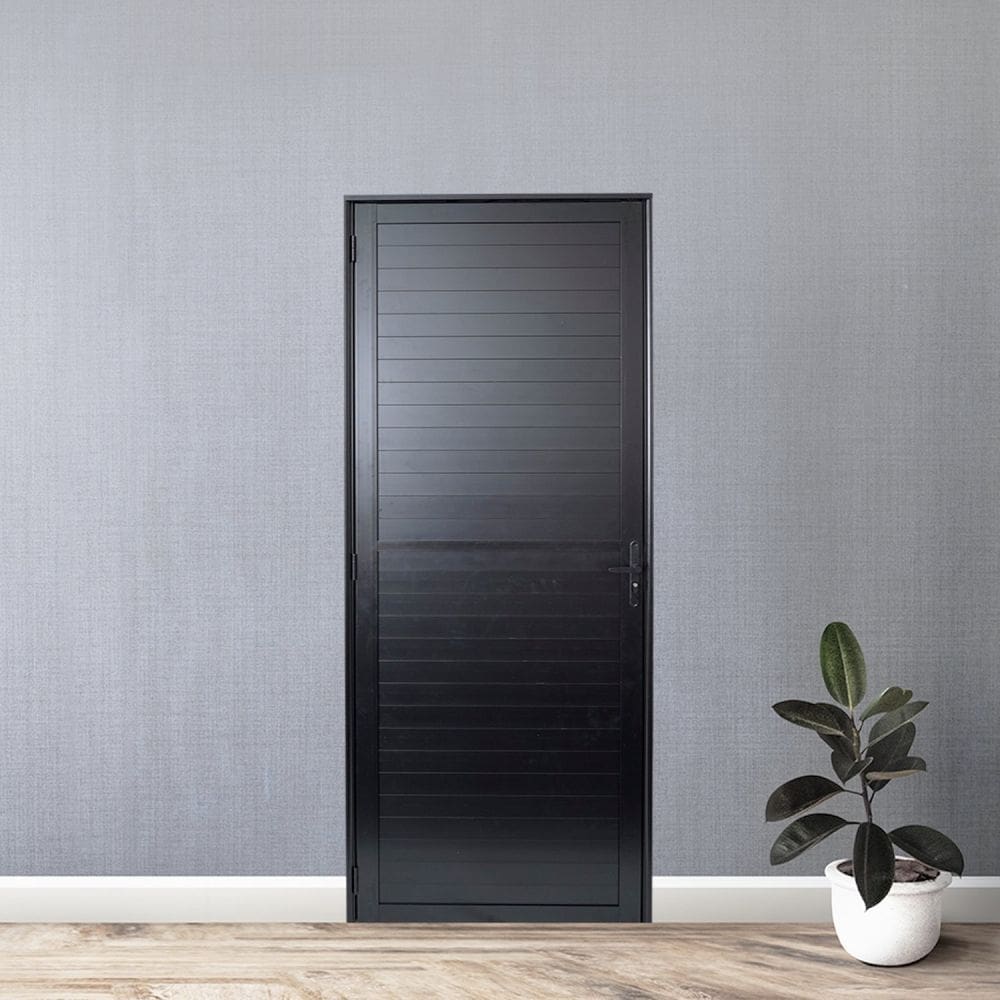 Porta de Aluminio Lambri 210x70cm Linha Premium Lux-esquadrias Preto