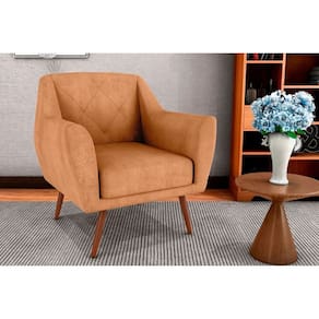 Poltrona Decorativa para Sala de Estar Veneza Boucle Mostarda