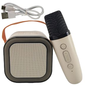 Caixa de Som Microfone Karaoke Bluetooth Portatil Usb Musica Luz Led Evento Festa Comemoraçao Aniversario