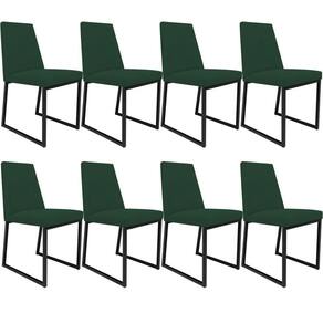 Kit 08 Cadeiras Para Sala Jantar L02 Suede Verde Musgo