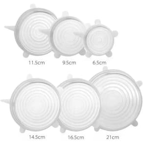 Kit 06 Tampas Tampa Tudo Ecológicas Silicone Branco (6 Un)