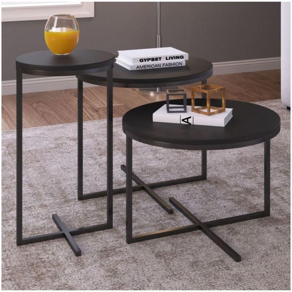 Conjunto Mesas De Centro Volpi Preto