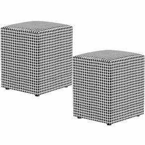 Kit 02 Puffs Quadrado Decorativo L02 Pied Poule - Lyam Decor