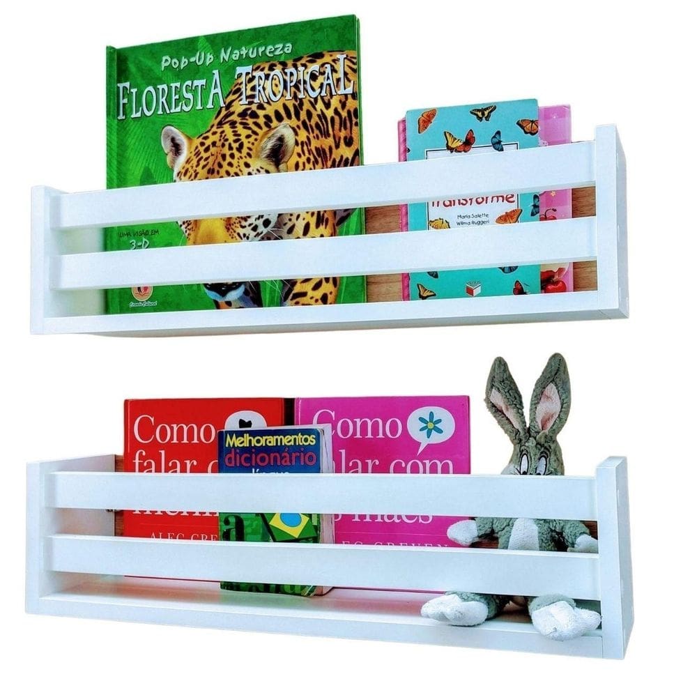 Nicho parede porta livro infantil prateleira livreiro 2u40cm