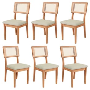 Kit 6 Cadeira Estofada com Encosto de Tela MDF Freijó Césare Escuro