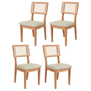 Kit 4 Cadeiras Estofadas com Encosto de Tela MDF Freijó Césare Escuro