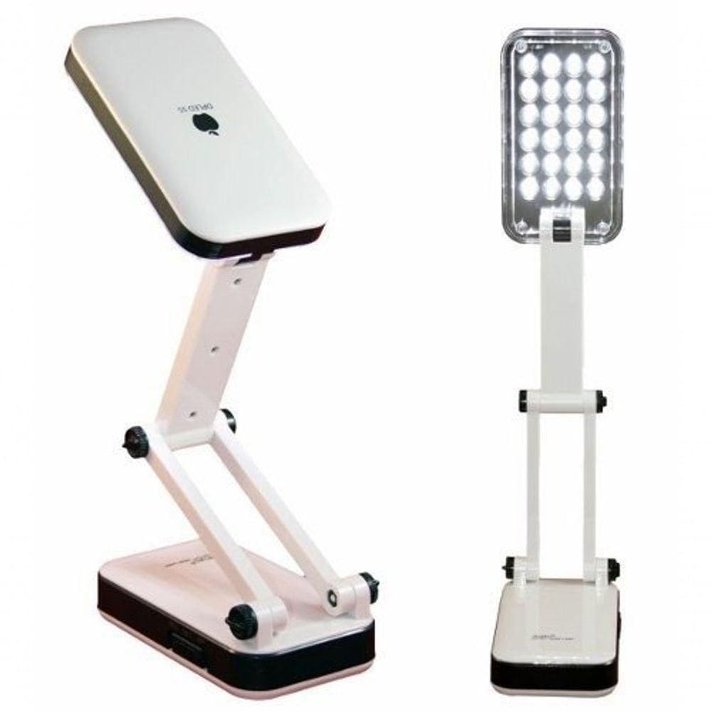 Luminaria De Mesa Luz De Emergencia Dobravel Articulavel C/ 24 Leds Bateria Recarregavel