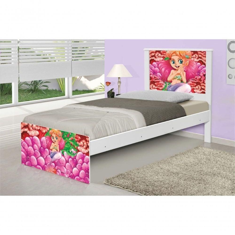 Cama Solteiro Sereia E Corais Com Colchão