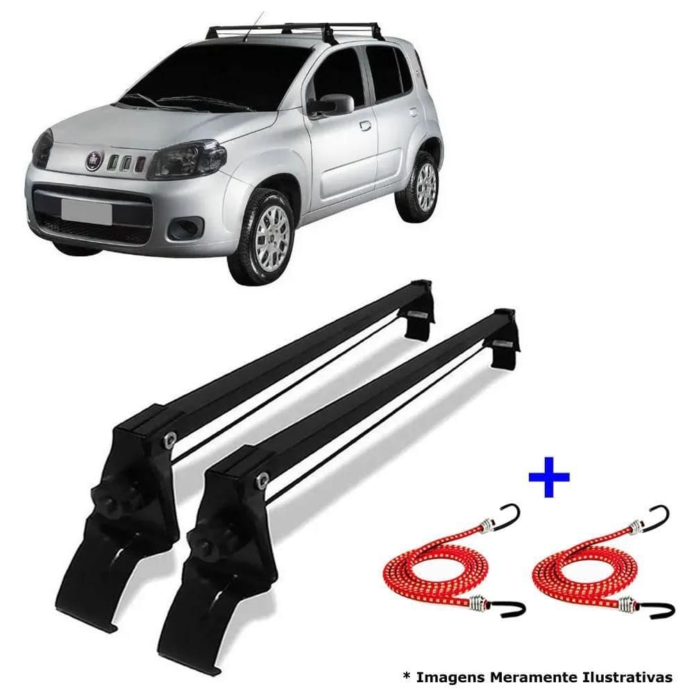 Rack teto fiat uno vivace 4pts 11 a 2017 + 2 elástico carga