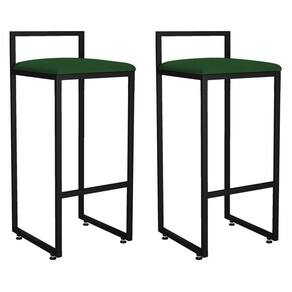 Kit 02 Banquetas Altas Hanna Preto Suede Verde Musgo