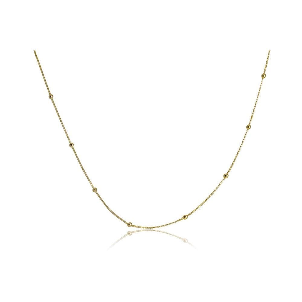 Colar Corrente Italiana Com Bolinha Dourada Folheado Em Ouro 18k [F027]
